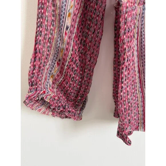 Sundance Womens Gemini Top Blouse Button Down Boho Sheer Size S - Picture 3 of 10